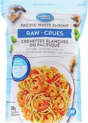 Prix bas de circulaire 9,97 $, Crevettes blanches du Pacifique crues 500 g (1,1 lb)